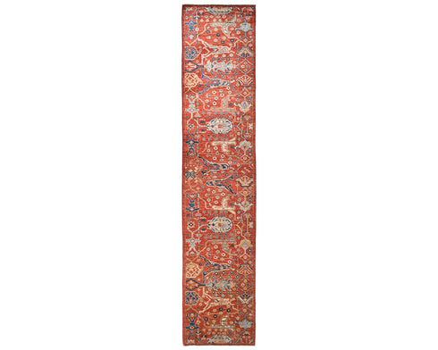 12 Ft Rust Aryana Afghan Hand Knotted Veg Dye Wool Runner Rug